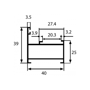 P400/01X 6,0м. Профиль рамы узкий 39X40 мм (36 м/п в уп.)